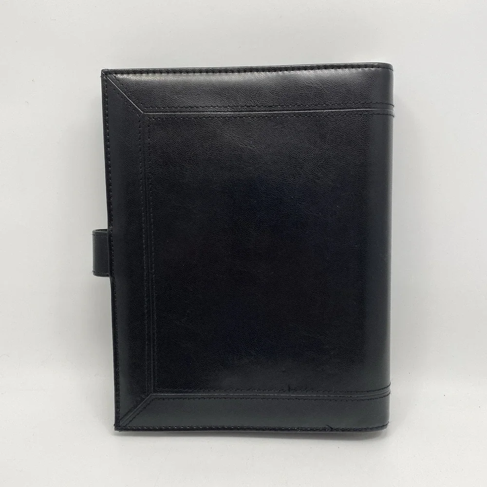 Day-Timer Black Faux Leather 9x7 Personal Planner 7-Ring Binder‎ Organizer Folio